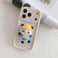 1 ชิ้น เคสโทรศัพท์ลายการ์ตูนแพนด้าพับได้, เคสโทรศัพท์แบบมีชั้นวางเข้ากันได้กับ iPhone 17 Pro Max/16 