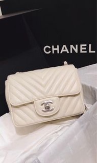 Authentic Chanel classic flap bag - mini square
