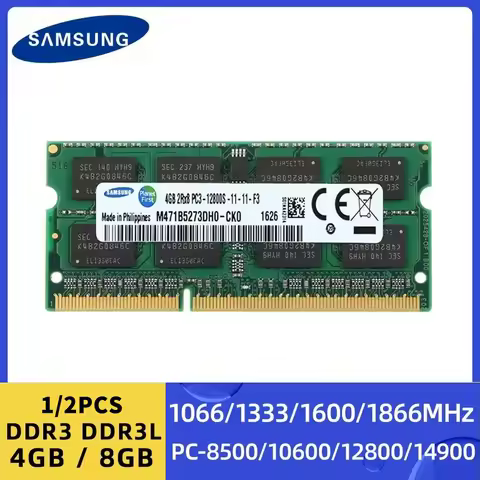 Samsung 4GB 8GB DDR3L DDR3 1066Mhz 1333Mhz 1600Mhz 1866Mhz SODIMM PC3-10600 PC3-12800 PC3-14900 Note
