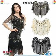 DEALSHOP Sequins Shawl Wraps 1920s Flapper Cover Up Evening Dress Accessories Evening Cape