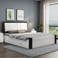 🇸🇬⚡ Leather And Solid Wood Bed Frame Solid Wooden Bed Frame Solid Wood Bed Frame With Storage Super Single/Queen/King Bed Frame
