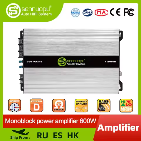 Sennuopu M300.1D Monoblock Amplifier Car Sound Amplifier Class D Subwoofer Audio Processors for Car 