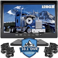 Super Large 10.1" Monitor Backup Camera Built-in DVR for RV Truck Trailer Rear Side Front Backing Vi