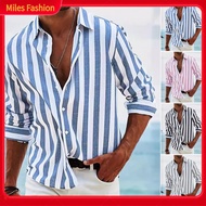 Vertical Stripe Men Shirt Men Long-sleeve Shirt Mens Spring Fall Striped Print Cardigan Shirt Color 