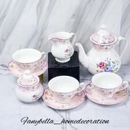 Cangkir Queen Rose shabby chic keramik gelas set Teh Kopi Porselen Keramik Import Mewah Motif Bunga