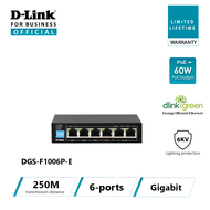 D-Link DGS-F1006P-E 250M 6-Port 10/100/1000 Switch with 4 PoE Ports and 2 Uplink Ports