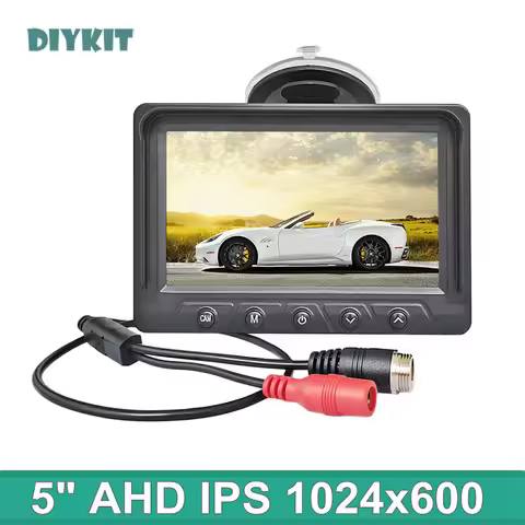 DIYKIT 4Pin 5 Inch AHD IPS Rear View Car Monitor Digital Screen Display Support AHD CVBS Car Camera