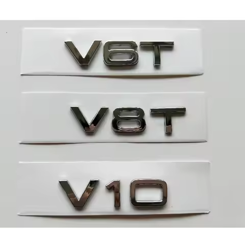 Chrome Silver Letters V6T V8T V10 W12 Fender Emblems Badges Symbols 2pcs for A3 A4 A5 A6 A7 A8 A4L A