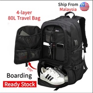 🥰【COD】50-80L Travel bagpack expandable waterproof hiking Backpack with shoe compartment  laptop man