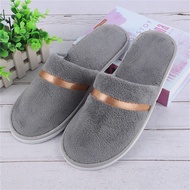 Winter Solid Color Velvet Warm Home Leisure Non-Slip Hotel Disposable Wool Slippers