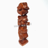 {{{}] Hanging monkey statue craft 3 wooden carving decorations 30cm high