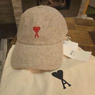 AMI Paris Ami de Coeur wool cap 刺繡logo絨cap帽 beige大地色