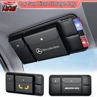 Mercedes Benz Car Sunshade Storage Clip Multifunctional PU Leather Card Holder Driving License Glass