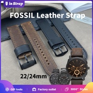 [22mm / 24mm] FOSSIL Crazy Horse Leather Watch Strap – Thick & Durable Quick Release Strap For Men F