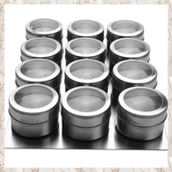 E3(MDQS) Magnetic Spice Jars Set Stainless Steel Salt and Pepper Shakers Spice Rack Seasoning Box Co