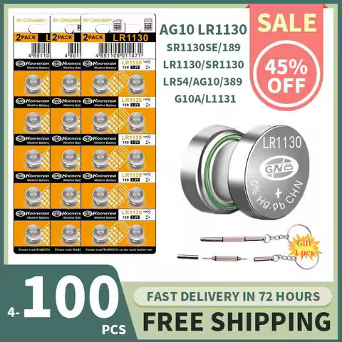 AG10 LR1130 1.55V Button Batteries (4-100PCS) - Alkaline Coin Cell for Watches,Calculators,Lasers, T