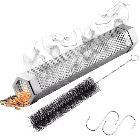 LMETJMA Camping Pellet Smoker Tube Set 12inch Stainless Steel BBQ Wood Smoker Tube BBQ Smoke Tube fo