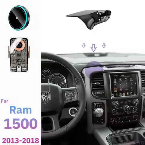 For Dodge Ram 1500 2013-2016 2017 2018 Car Phone Holder with Wireless Charger Magsafe Holder Auto-Cl
