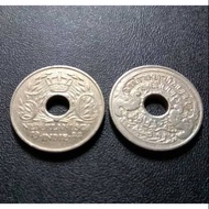 VV Uang Kuno 5 Cent Nederland Indie Tahun 1922 Bolong