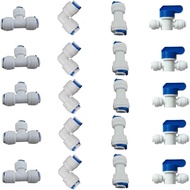 1/4" OD Quick Connect Push In to Connect for RO Water Reverse Osmosis System Water Tube Fitting Set