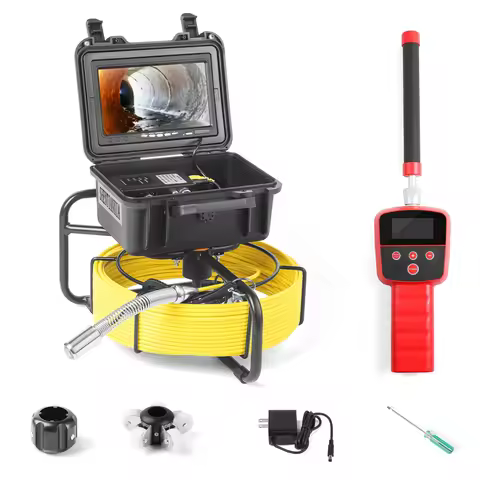 Sewer Camera with 512Hz Locator, 20/30/50m, 7" Pipeline Inspection kit with DVR Function, IP68, 12 A