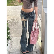 Y2K Retro Ripped Flare Jeans - Slim Fit for Women