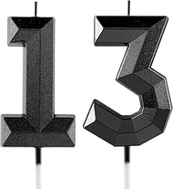 13th Birthday Candle Black Number 13 Candles 3D Design Cake Topper Decorations Happy Birthday Candle