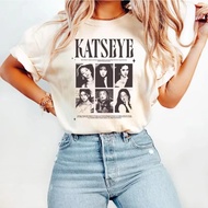 Katseye Gnarly Eyekon Kpop Vintage Graphic Print T-shirt Fesyen Baru Kasual Cotton Streetwear T-shir