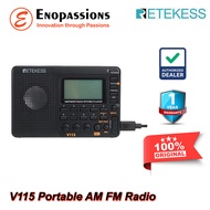 Retekess V115 Portable AM FM Radio MP3 Player Dan Perekam