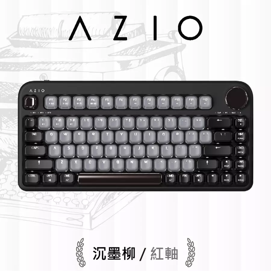 AZIO IZO藍牙 TKL 機械鍵盤 PC/MAC通用 紅軸 沉墨柳 二手近全新 附替換鍵帽 保固內