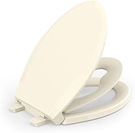 Elongated Toilet Seat with Toddler Seat Built In with Soft-Close and Quick-Release Hinge, Built-In Potty Training Seat for Kids, Never Loosen, Heavy Duty, Easy to Install and Clean, OVAL, Almond