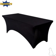 TOPSTORED Rectangular Table Cloth, Washable Universal High Stretch Tablecloth, Black Elastic 4/6FT B