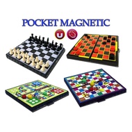 MINI POCKET MAGNETIC GAME SET CHESS / DRAUGHTS / SNAKE / AEROPLANE