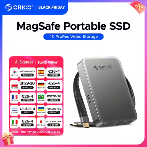 ORICO 1TB Magnetic SSD, PD100W Charging, 4K ProRes HDR, 1000MB/s USB 3.2, Portable External Drive fo
