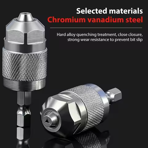 New Self-Tightening Drill Chuck Adapter Hexagonal Handle 1.5-6.5mm Quick Change Chuck 1/4 Inch Hex S