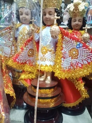 34 inches Senyor Santo Niño De Cebu Statue Figurine Senior Sto Nino wood base Fiber Niño in Nice dre