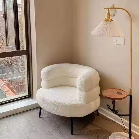 Modern Accent Chair, Single Couch Chair Lazy Sofa Accent Chair, Curved Design Backrest for Living Ro