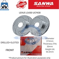 LEXUS LS430 UCF430 (FRONT) BRAKE DISC ROTOR (DRILLED+SLOTED)-BRAND 100% ORIGINAL SANWA