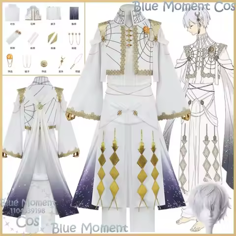 Game idolish7 Decennial Re:vale TRIGGER Cosplay Costume White Long Dress Wig Prop Man Idol Stage Clo