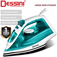 DESSINI ITALY 1400W Electric Ceramic Soleplate Garment Steam Iron Sprayer Steamer Clothes Brush / Se