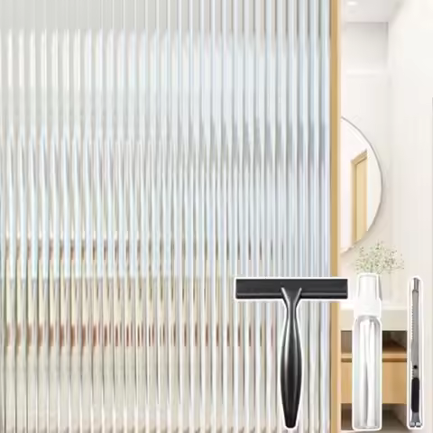 Wdow Privacy Film 3D Reeded Glass Static Clg with 3 Tools, Decorative Frosted Wdow Covers for Bathro