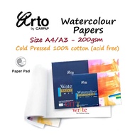<Arto 100% Cotton Watercolour Papers 200gsm> Size A4/ A3 Cold Pressed 100% Cotton Acid Free Painting