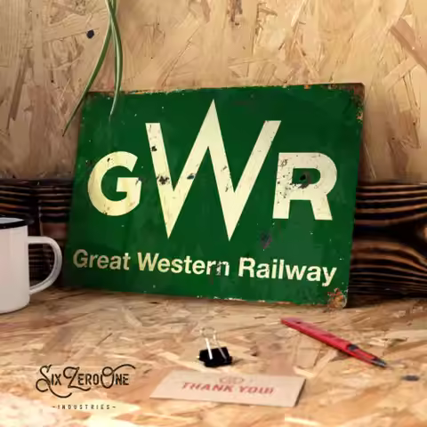 Great Western Railway metal sign - GWR rusty vintage look steam engine train-Aluminum