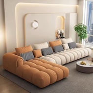 [🔥Free Delivery🚚🔥]Tofu Block Living Room Simple Cream Style Straight Row Sofa solid wood sofa single sofa lounge sofa fabric sofa chaise sofa 2 Seater 3 Seater 4 Seater