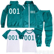 SG9 【Ready Stock】Squid Game Sportswear Cosplay Costume Jacket 001 Zipper Kids Jacket +Pants+Tshirt 3