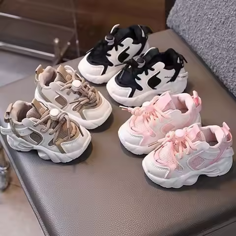 Autumn Mesh Breathable Kid Sport Shoes Lightweight Comfortable Casual Boys Girls Non-Slip Fit for 2-