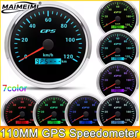 AD 110MM Gauge 120km/h GPS Speedometer with Antenna for Car Boat Truck Motorcycle Speed Meter 7 Colo
