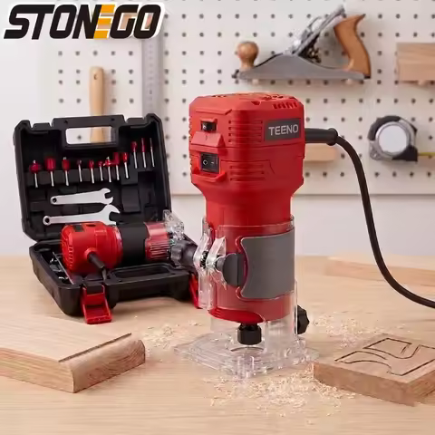 High Speed 650W 32000RPM Electric Wood Router 14 Inch Shank 12Pcs Bits Set Woodworking Power Tool Tr