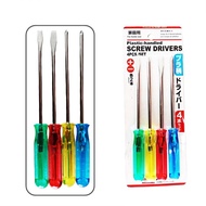 Plastic Handled Screw Drivers 4pcs 1set / Screwdriver Set + - / Pemutar Skru Plastick Handle