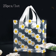 25pcs Clothing Bag Women's Plastic Shopping Small Transparent Daisy